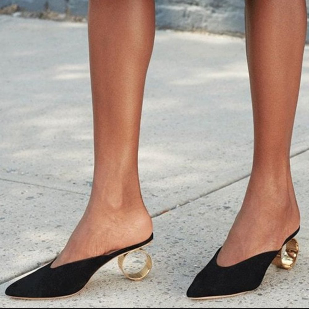 Loeffler Randall Juno Suede Pointed Toe Mules Sli… - image 1